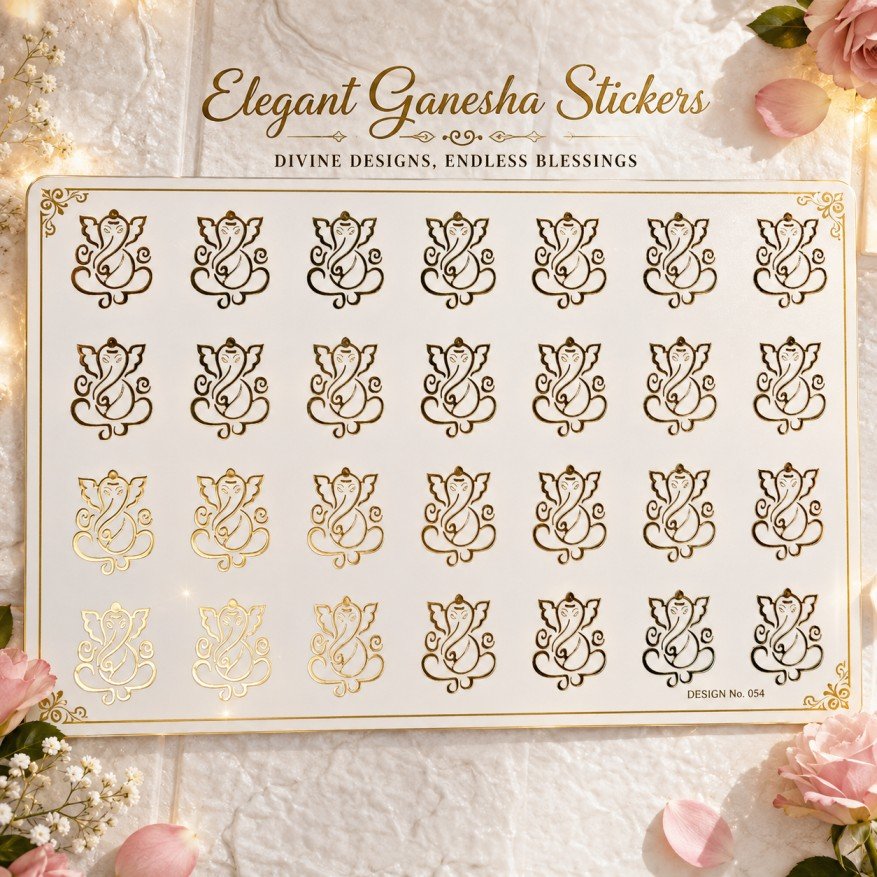 Premium Gold Ganesha Embossed Non-Peel-Off Stickers